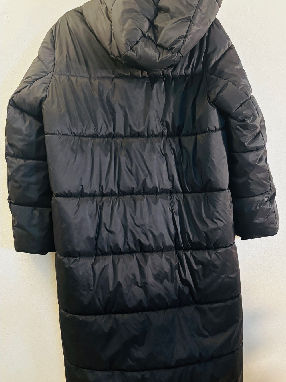 NWOT Banana Republic Black Long Quilted Puffer Coat with High Collar - Picture 7 of 7